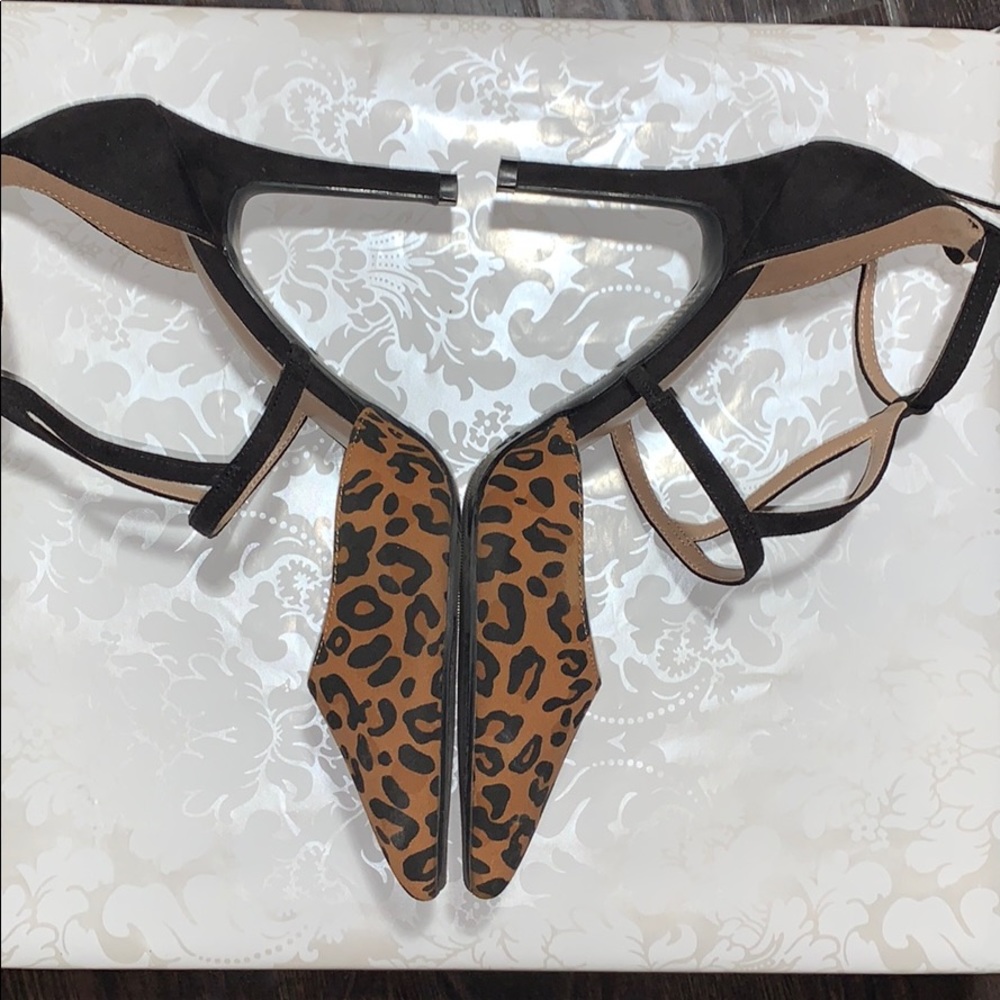 Christian Siriano cheetah strap heel